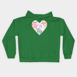 Pink and Purple Curved Hearts on Cream Kids Hoodie